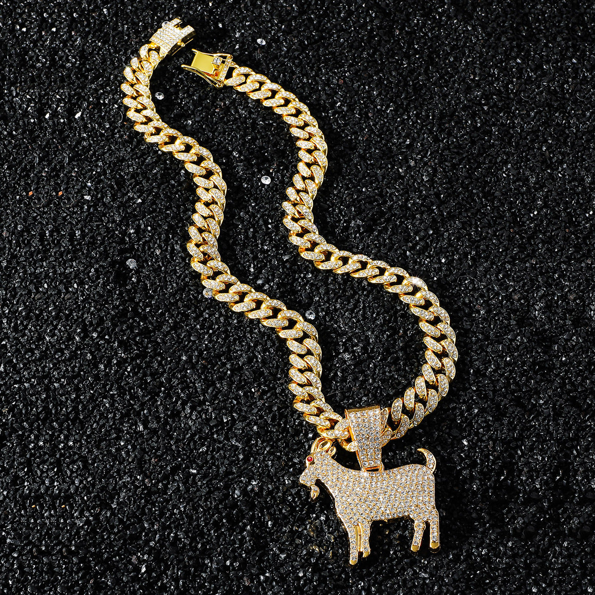 Hip-Hop Style Animal Goat Cuban Chain Pendant Necklace