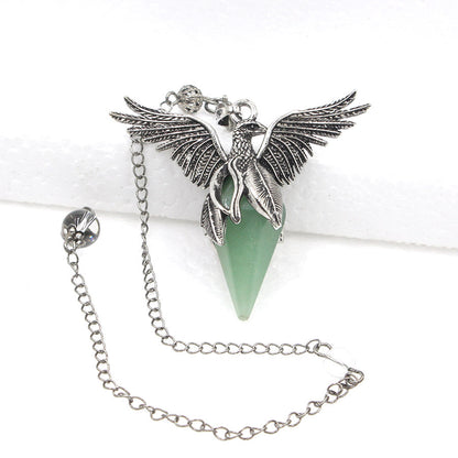Crystal Rhombus-Cone Cut Peacock Spirit Pendulum
