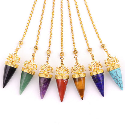 Ancient Golden lotus cone meditation yoga crystal spirit pendulum