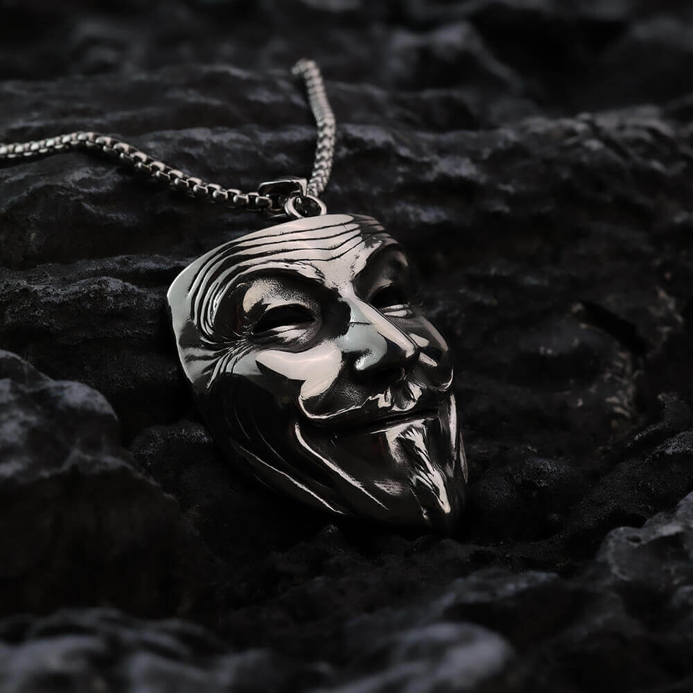Vintage Stainless Steel Men's Movie Mask Pendant Necklace for Men