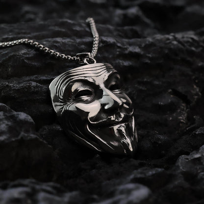 Vintage Stainless Steel Men's Movie Mask Pendant Necklace for Men
