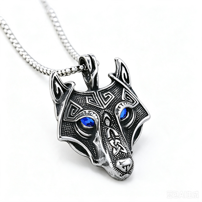 Vintage Stainless Steel Wolf Head Pendant Necklace for Men
