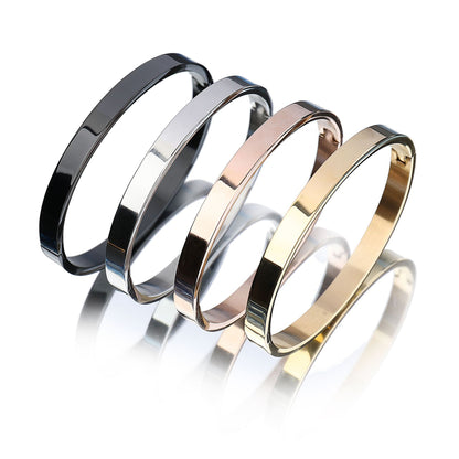 Men’s Minimalist Stainless Steel Cuff Bangle with Snap Clasp Fashion Wrist Jewelry