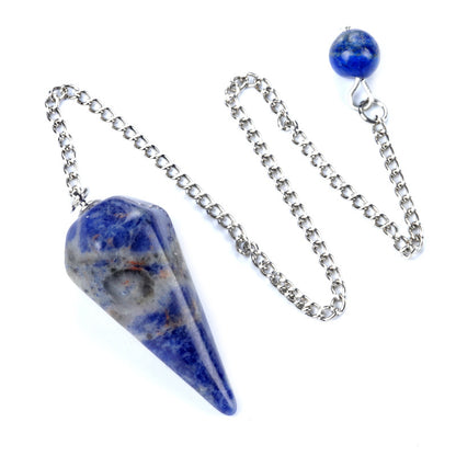 Crystal stone polished hexagonal spirit column pendulum