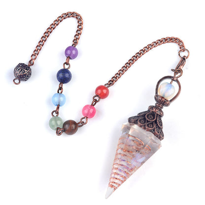 Copper-colored crushed stone resin crystal hexagonal pyramid spirit pendulum