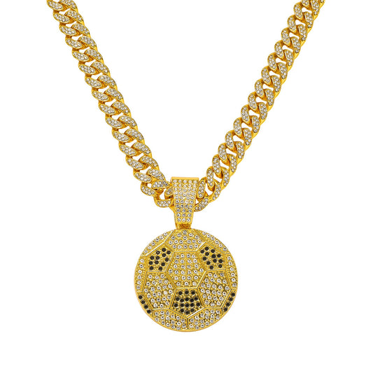 Hip-Hop Football Cuban Chain Pendant Necklace