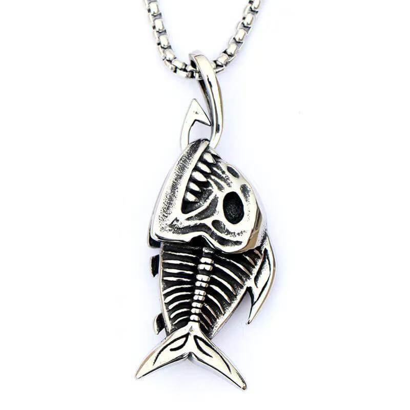 Men's Fashionable Full Fish Skull Pendant Necklace