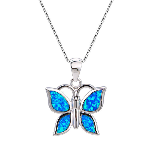 Blue Australian butterfly pendant necklace