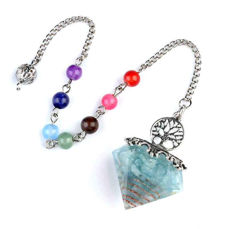 Chakra colorful bead chain crystal resin diamond pendulum