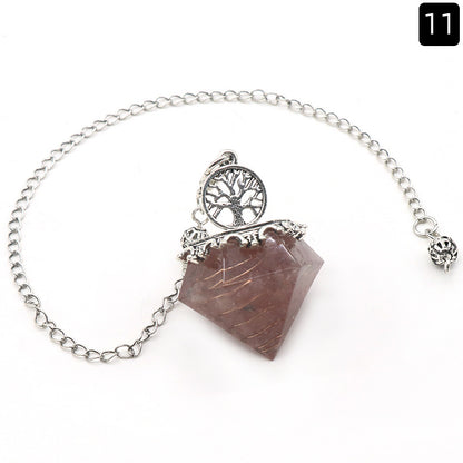 Crystal Agate Resin Gravel Diamond-Shaped Pendulum