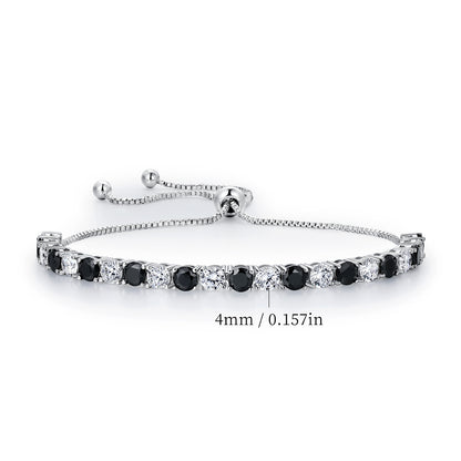 Women&Men's 4mm Black Zircon Adjustable Tennis Bracelet