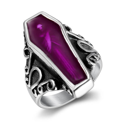 Men's Dark Retro Skull Series Zombie Coffin Resin Ring