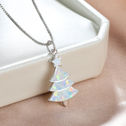 Colorful Opal Christmas Tree Necklace