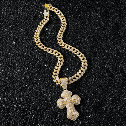 Hip-Hop Style Cross Cuban Chain Pendant Necklace