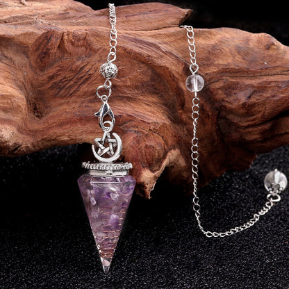 Star Moon Hexagonal Cone Crystal Resin Spirit Pendulum