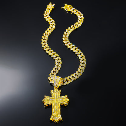 Trendy Hip-Hop Style Cross Cuban Chain Pendant Necklace