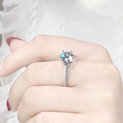 Women's White Gold S925 Channel Setting Stones Adjustable Moissanite Ring