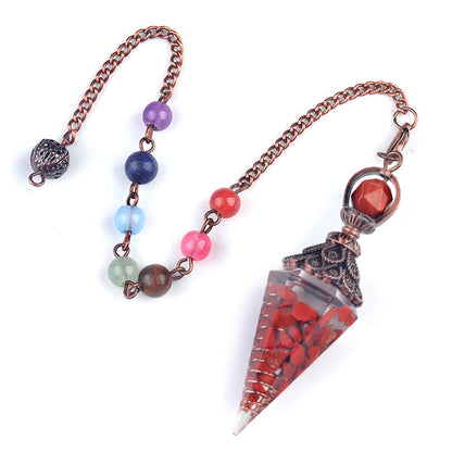 Copper-colored crushed stone resin crystal hexagonal pyramid spirit pendulum
