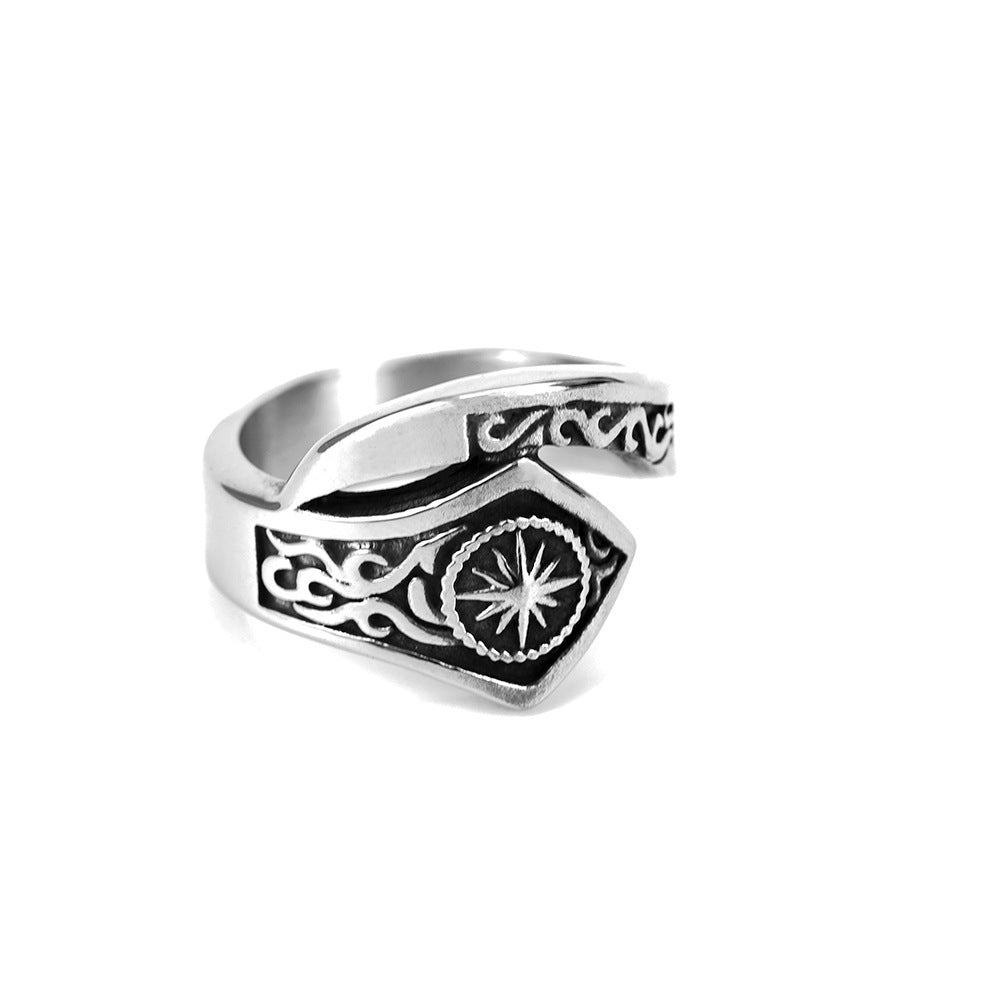 Vintage Solid Stainless Steel Indian Sun God Band Ring for Men