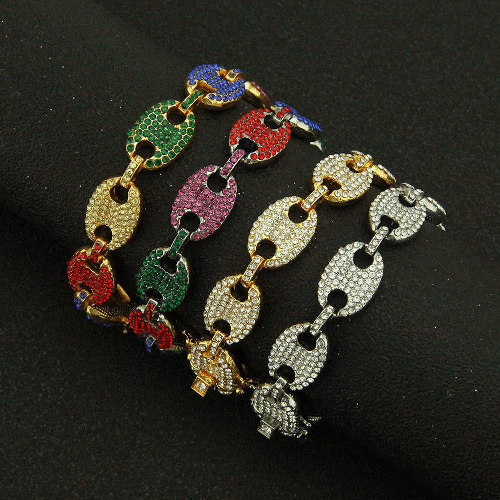 Hip-Hop Pig Nose Coffee Bean Chain Bracelet