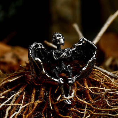 Men's Hip Hop Skull Wings Pendant Necklace