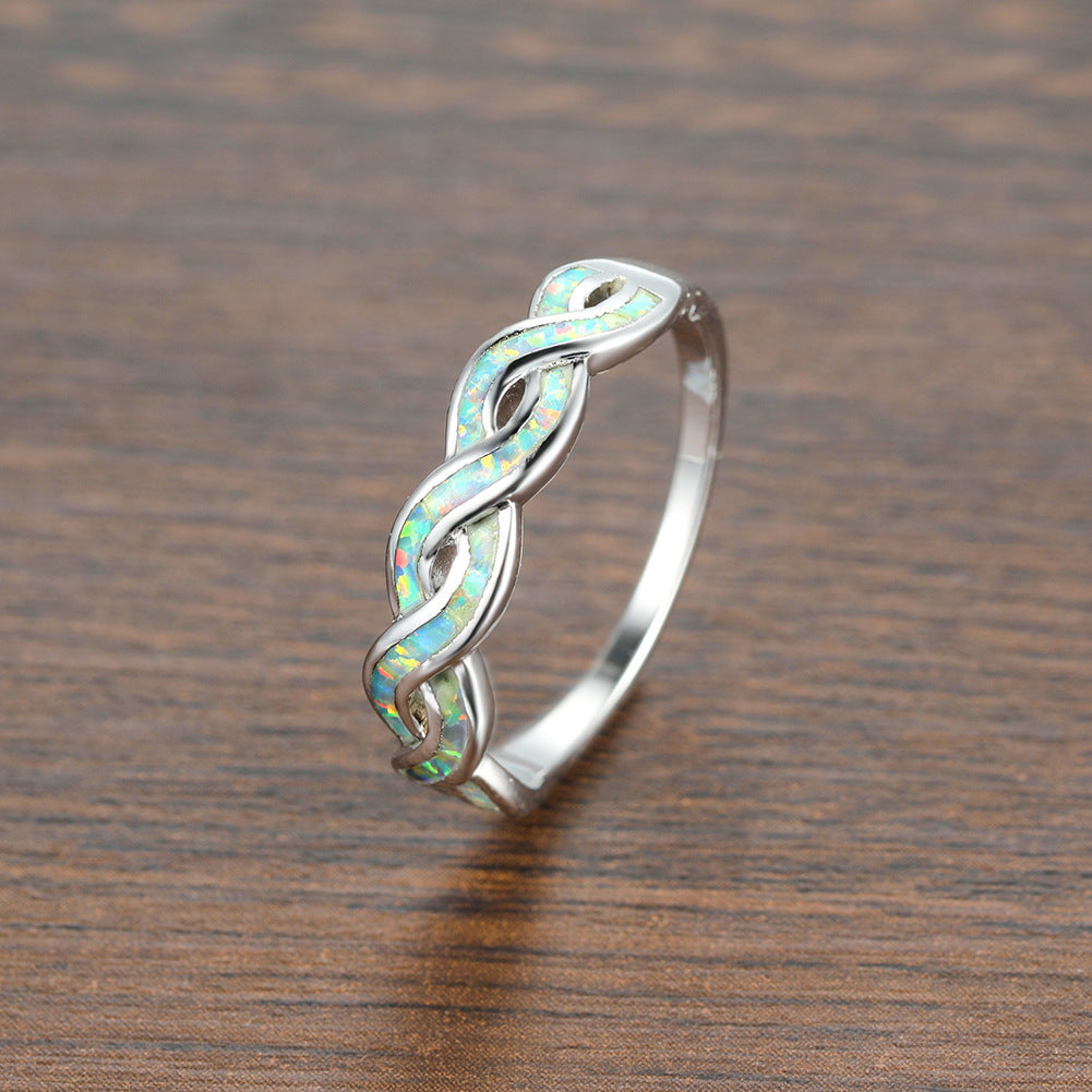 Women's Twisted Interweave Opal Ring