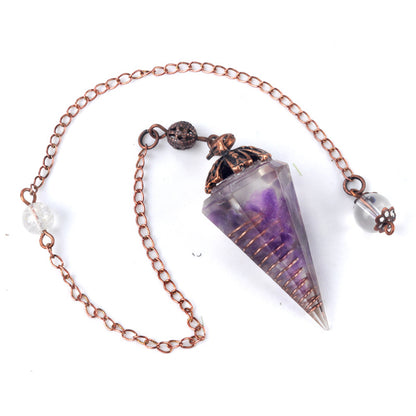Colorful crystal clock pendulum ancient red copper flower base resin spirit pendulum