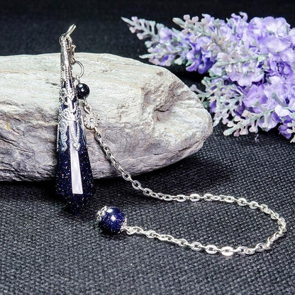 Vintage 12-Faceted Blue Sandstone Stable Pendulum