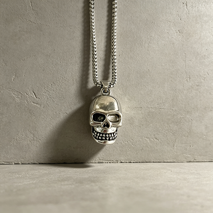 Men's Steel Vintage Skull Pendant Necklace, Punk Style Personalized Jewelry