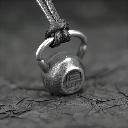 Vintage Stainless Steel Men's Kettlebell Pendant Necklace
