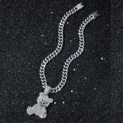 Hip-Hop Animal Bear Cuban Chain Pendant Necklace