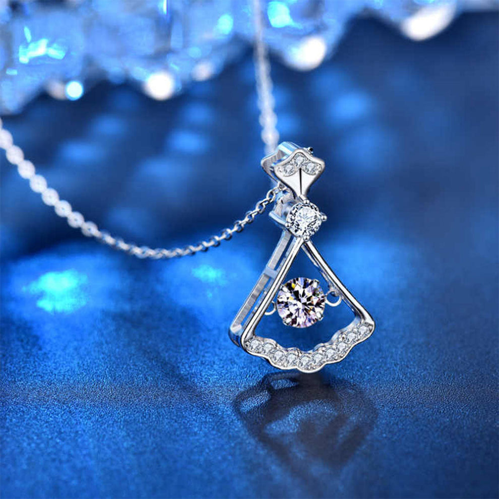 Women's White Gold Skirt Shape Beating Moissanite Pendant