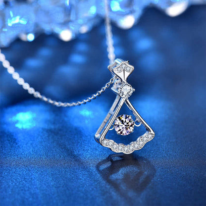 Women's White Gold Skirt Shape Beating Moissanite Pendant