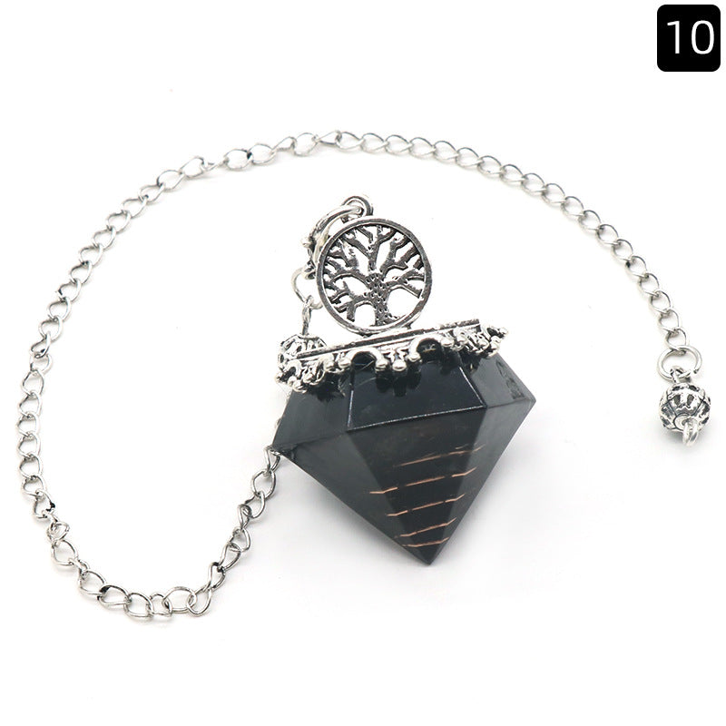 Crystal Agate Resin Gravel Diamond-Shaped Pendulum