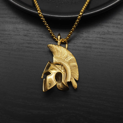 Men's Spartan Warrior Helmet Outline Pendant Necklace