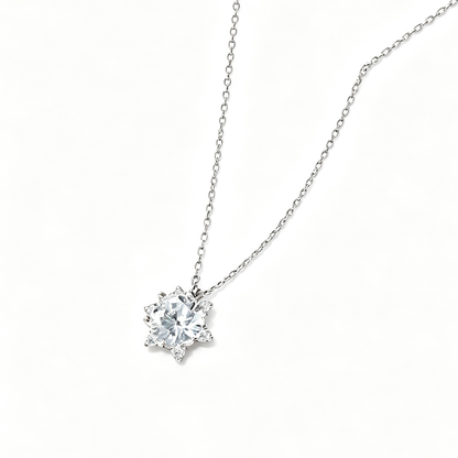 Women's Star of David Pendant Necklace, Inlaid Round Clear Zirconia, S925 with White Gold Plating