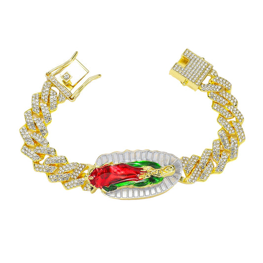 Hip-Hop Virgin Mary Statue With Cuban Chain Bracelet