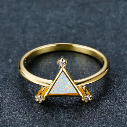 Women's Triangle Opal ring with Zirconia