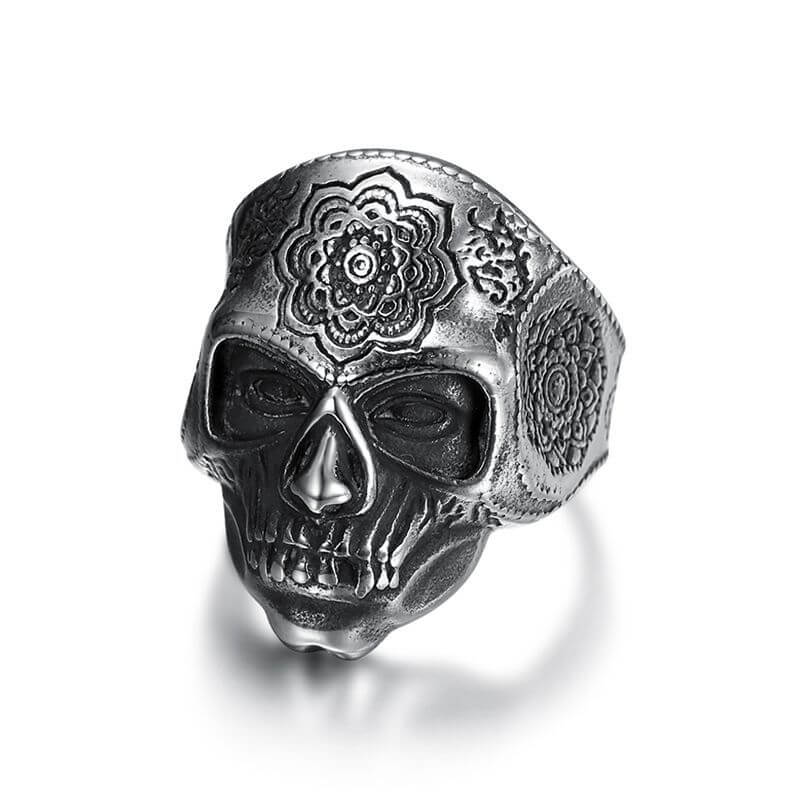 Retro Punk Engraved Skull Head Halloween Bold Men's Ring