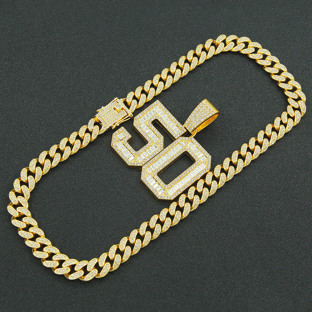 Hip-Hop Number 50 Cuban Chain Pendant Necklace