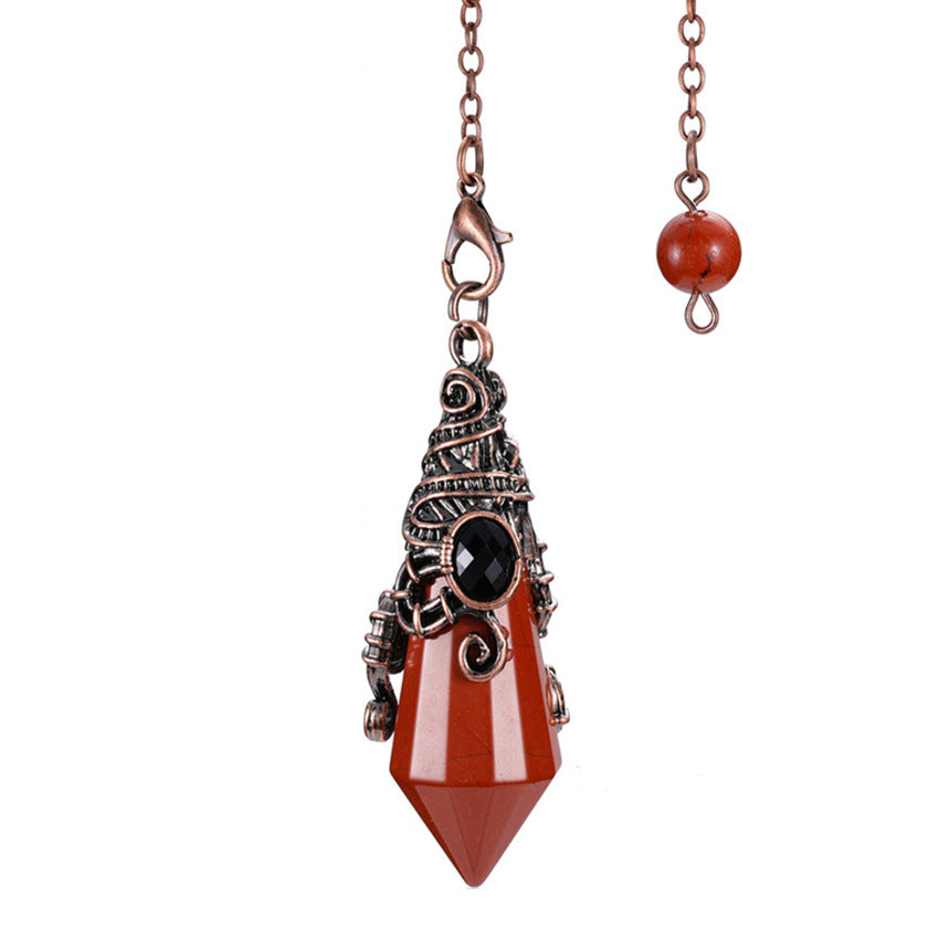 Vintage Palace Style Natural Crystal 12-Facet Hexagonal Pyramid Spirit Pendulum