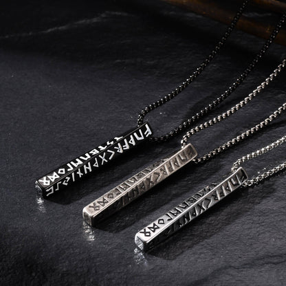 Men's Nordic Rune Vertical Bar Pendant Necklace