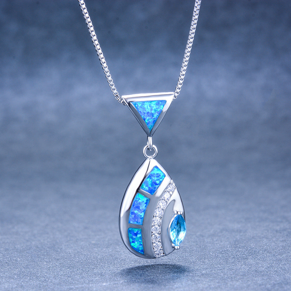 Triangle Opal Waterdrop Necklace