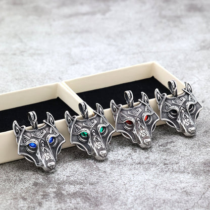 Vintage Stainless Steel Wolf Head Pendant Necklace for Men