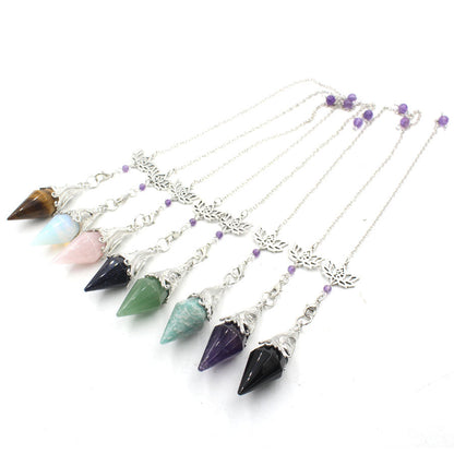 Lotus Chain Cut Pyramid Crystal Spirit Pendulum