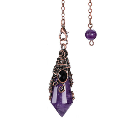 Vintage Palace Style Natural Crystal 12-Facet Hexagonal Pyramid Spirit Pendulum