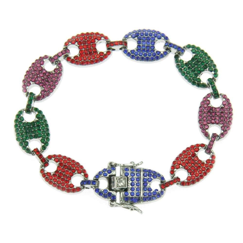 Hip-Hop Pig Nose Coffee Bean Chain Bracelet
