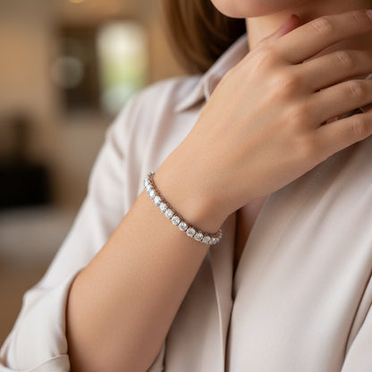 Women&Men's Four-Claw Inlaid Moissanite Copper Tennis Bracelet