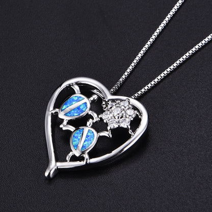 Turtle Opal Heart-shaped Pendant Necklace