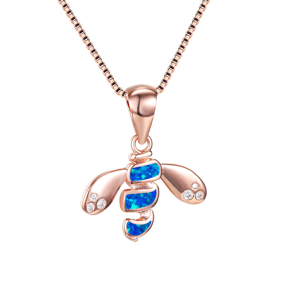 Blue Opal Bee Necklace